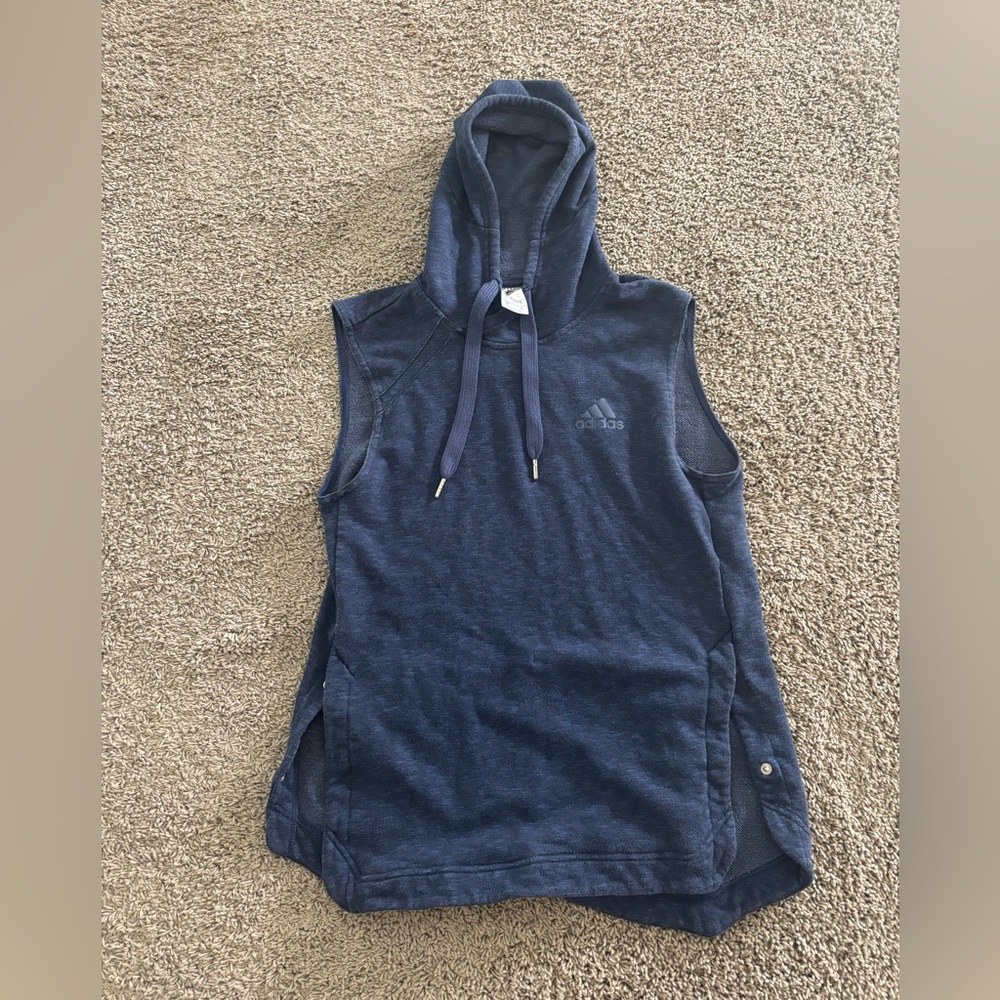 Men’s Adidas Navy Cutoff Hoodie (Small)